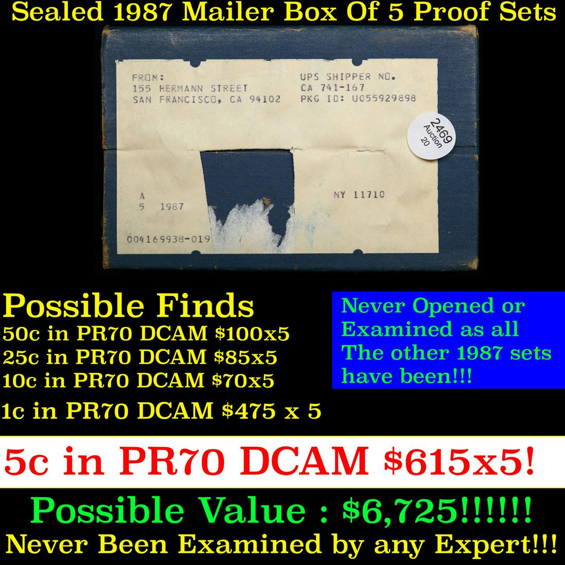 Original sealed box 5- 1987 United States Mint Proof Sets (1 of 2)