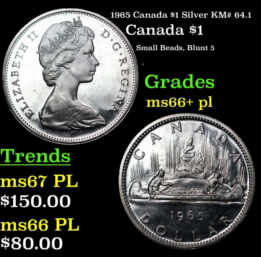 1965 Canada $1 Silver Canada Dollar KM# 64.1 $1 Grades GEM++ PL (1 of 3)