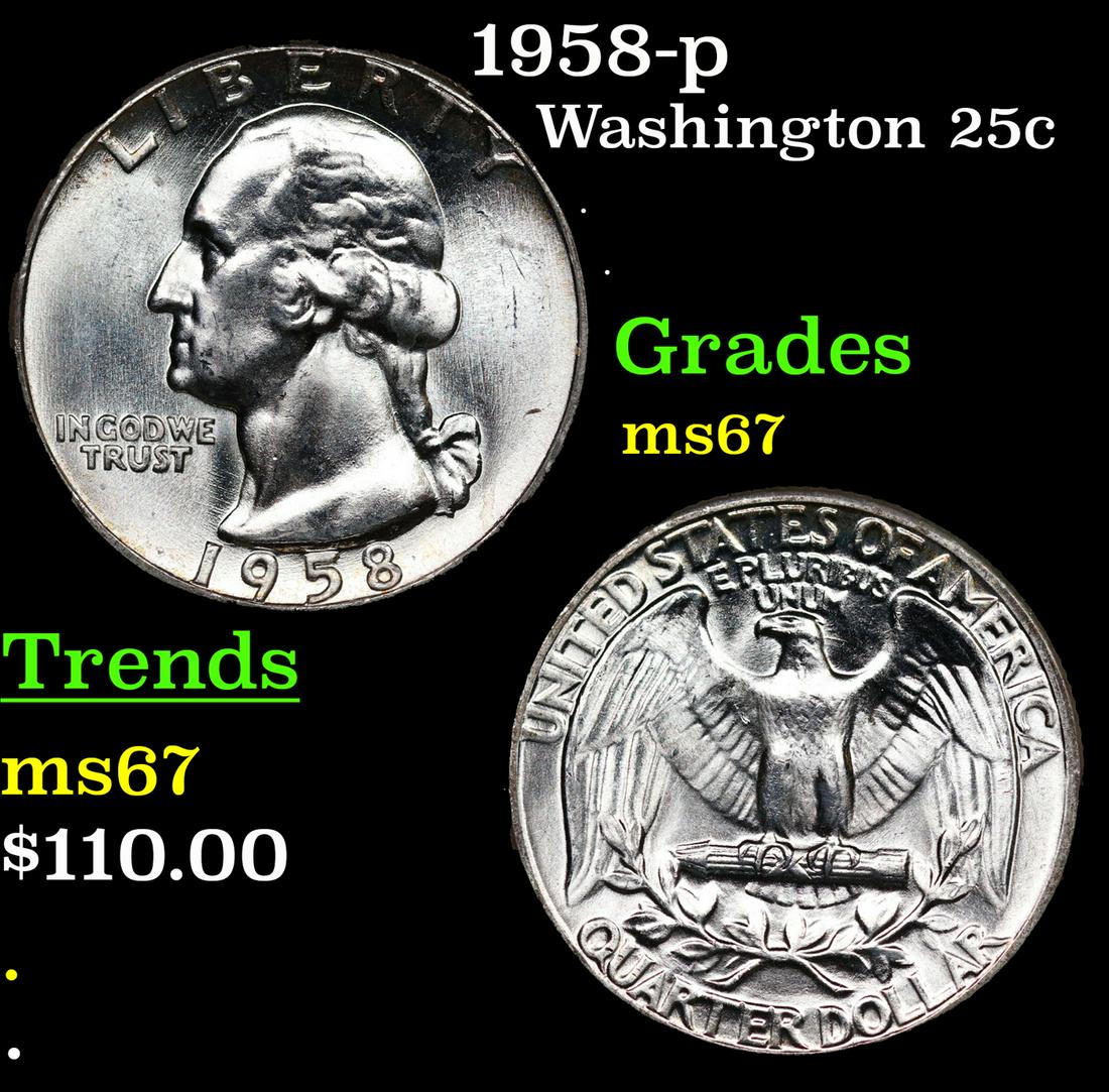 1958-p Washington Quarter 25c Grades GEM++ Unc (1 of 3)