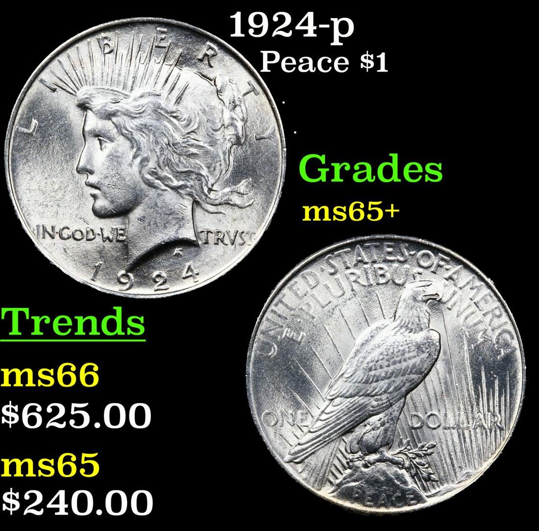 1924-p Peace Dollar $1 Grades GEM+ Unc (1 of 3)