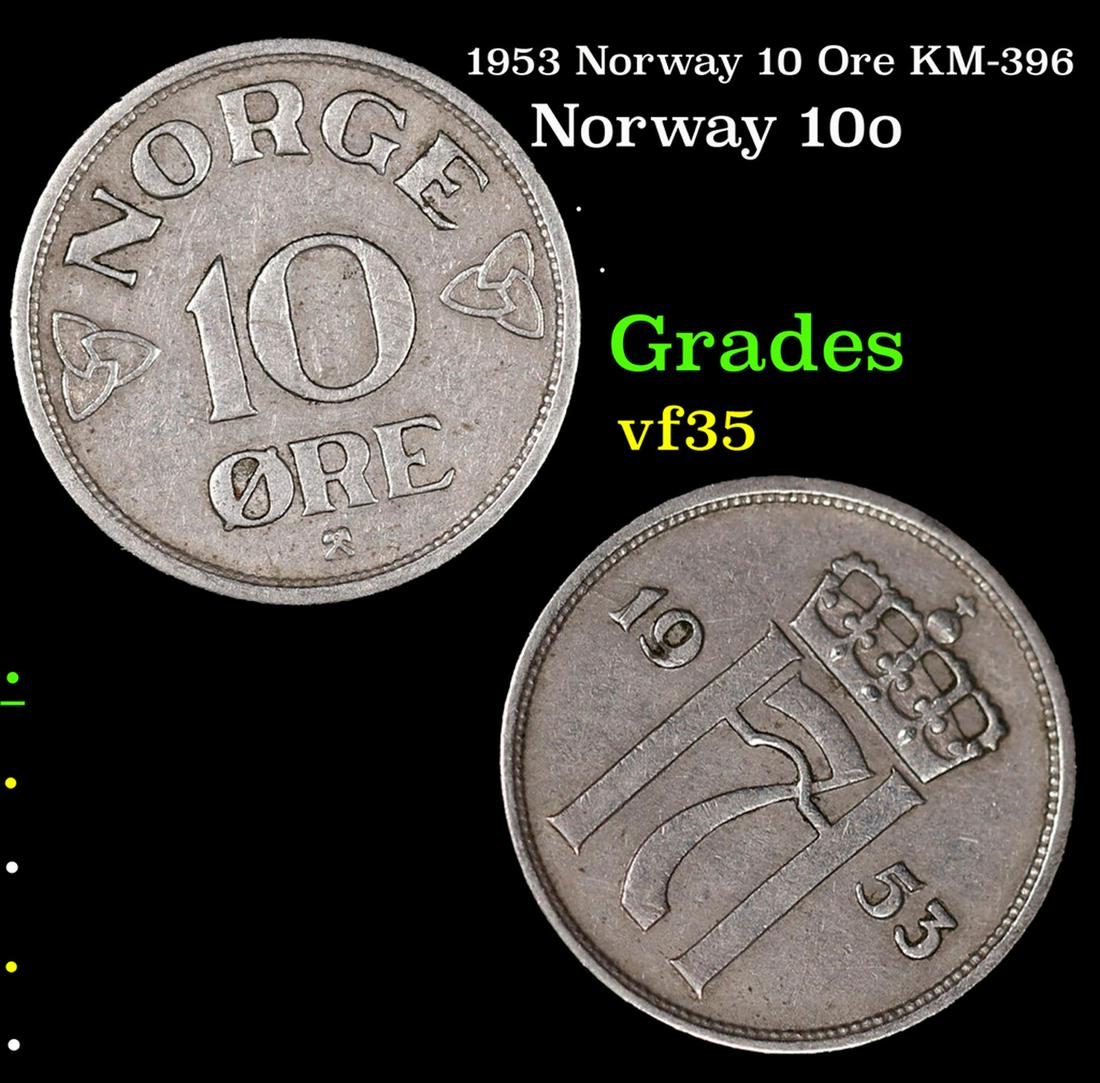1953 Norway 10 Ore KM-396 Grades vf++ (1 of 3)