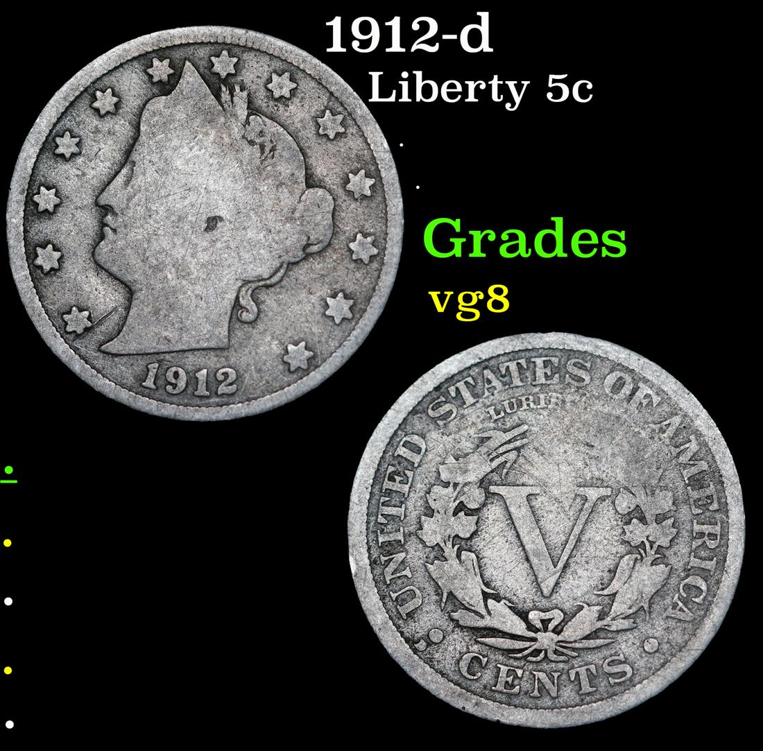 1912-d Liberty Nickel 5c Grades vg, very good (1 of 3)