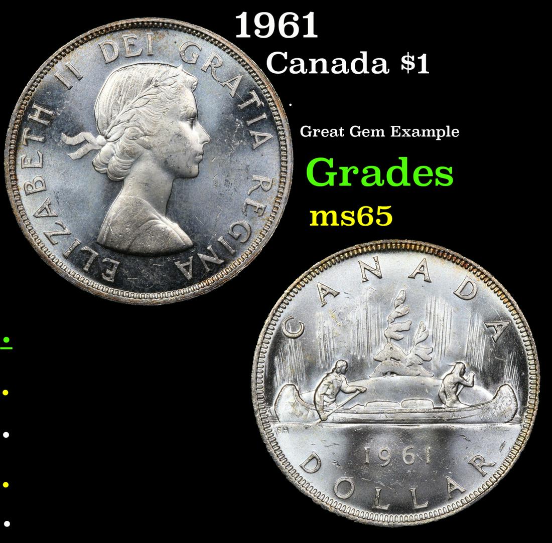1961 Canada Dollar $1 Grades GEM Unc (1 of 3)