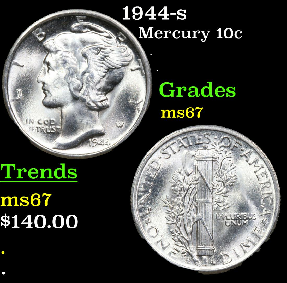 1944-s Mercury Dime 10c Grades GEM++ Unc (1 of 3)
