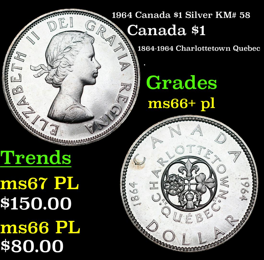1964 Canada $1 Silver Canada Dollar KM# 58 $1 Grades GEM++ PL (1 of 3)