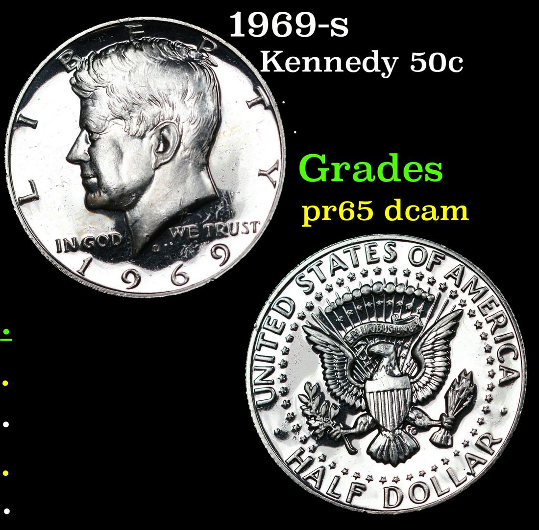 Proof 1969-s Kennedy Half Dollar 50c Grades GEM Proof Deep Cameo (1 of 3)