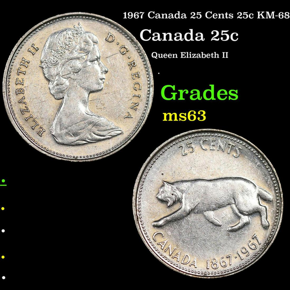 1967 Canada 25 Cents 25c KM-68 Grades Select Unc (1 of 3)