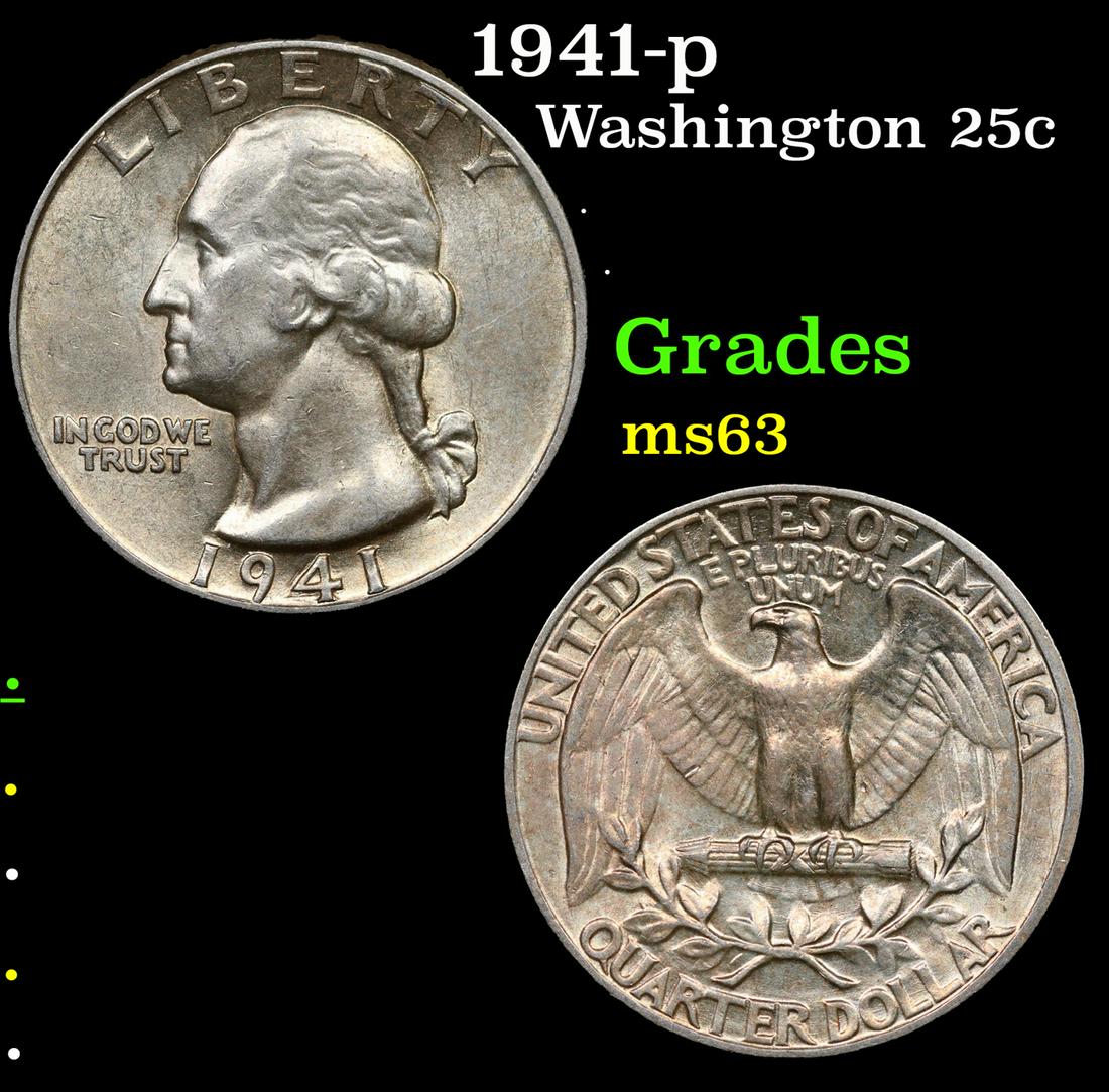 1941-p Washington Quarter 25c Grades Select Unc (1 of 3)