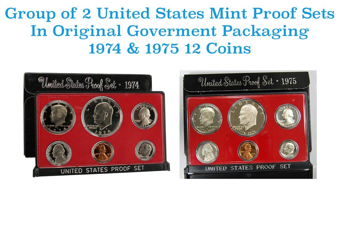 Group of 2 United States Mint Proof Sets 1975-1976 12 coins (1 of 3)