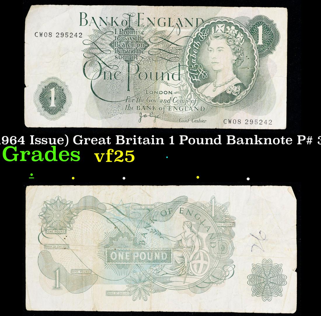 1970-1977 (1960-1964 Issue) Great Britain 1 Pound Banknote P# 374g, Sig. J B Page Grades vf+ (1 of 3)