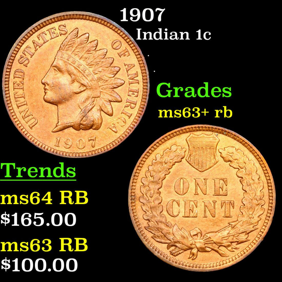 1907 Indian Cent 1c Grades Select Unc RB (1 of 3)