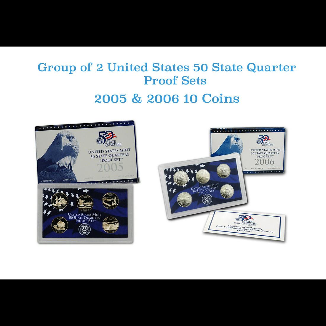 Group of 2 2005-2006 United States Quarters Proof Set - 10 pc set - Low Mintage (1 of 3)