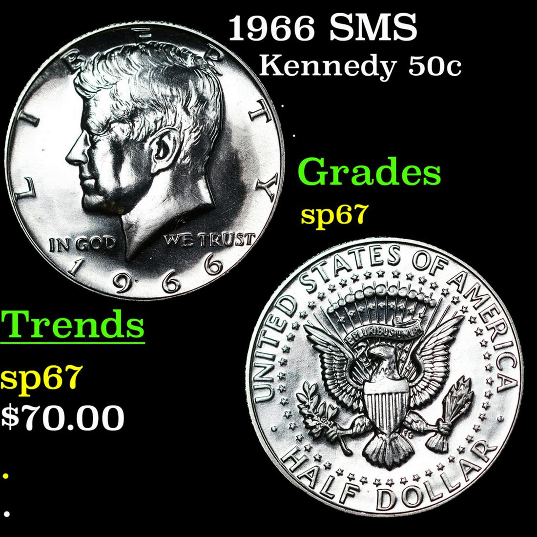 1966 SMS Kennedy Half Dollar 50c Grades sp67 (1 of 3)