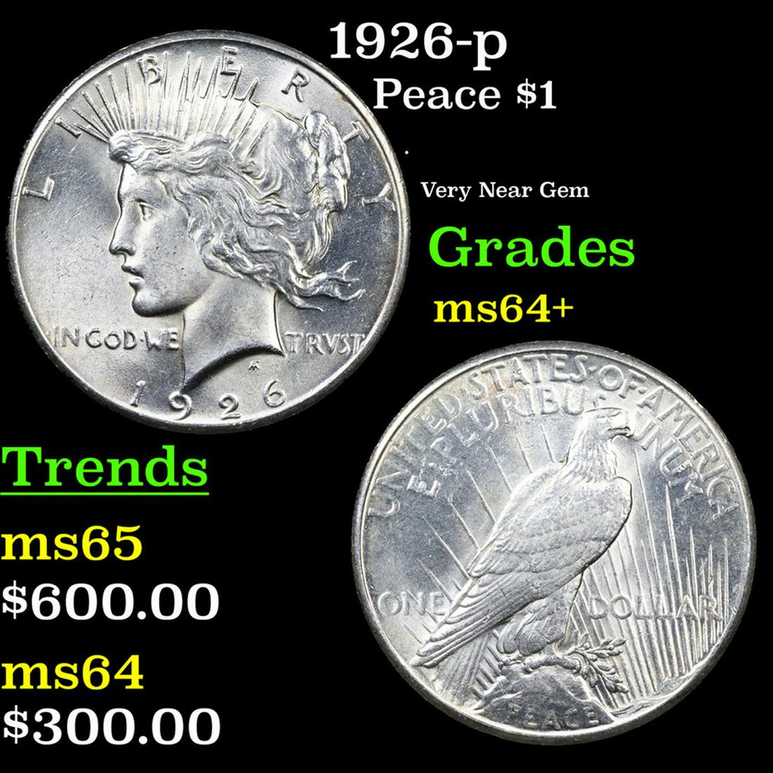 1926-p Peace Dollar $1 Grades Choice+ Unc (1 of 3)