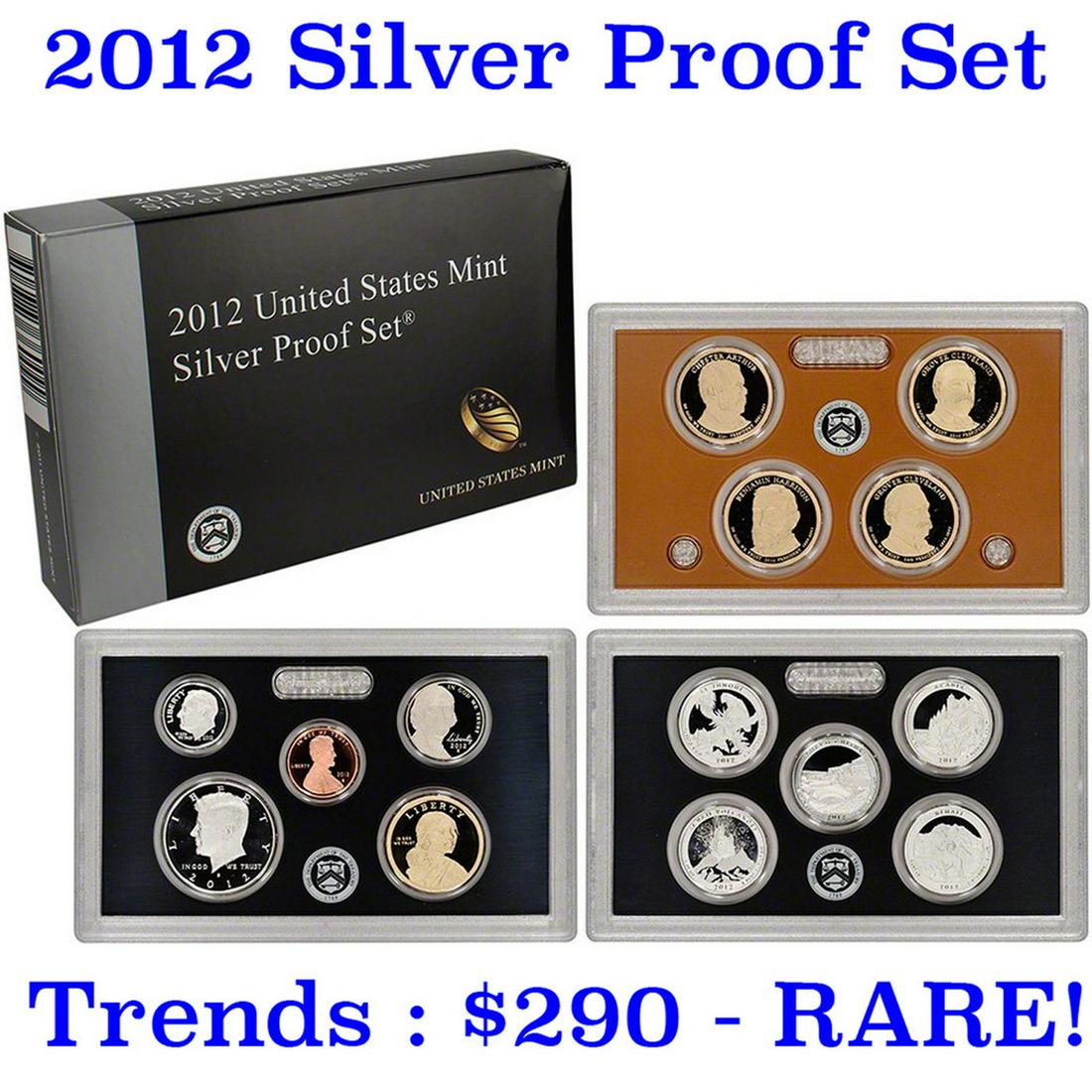 2012 US Mint Silver Proof Set; Hard to get, low mintage 14 pcs â€“ about 1 Â½ ounces of pure silver. (1 of 1)