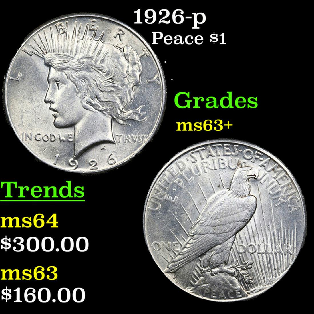 1926-p Peace Dollar $1 Grades Select+ Unc (1 of 3)