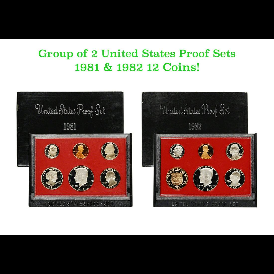 Group of 2 United States Mint Proof Sets 1981-1982 12 coins (1 of 3)