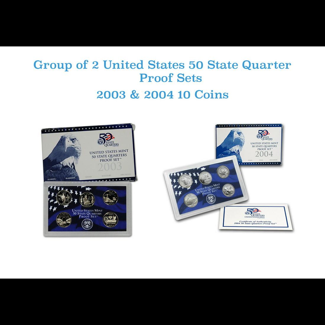 Group of 2 2003-2004 United States Quarters Proof Set - 10 pc set - Low Mintage (1 of 3)