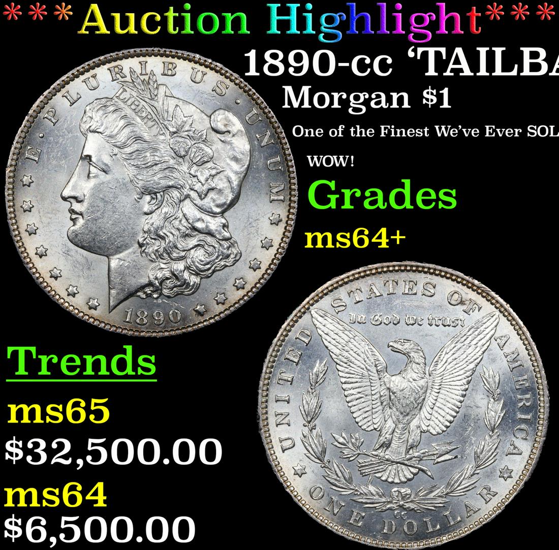 ***Auction Highlight*** 1890-cc 'TAILBAR' Vam-4 Top 100! WOW! Morgan Dollar $1 Graded ms64+ BY SEGS (1 of 6)