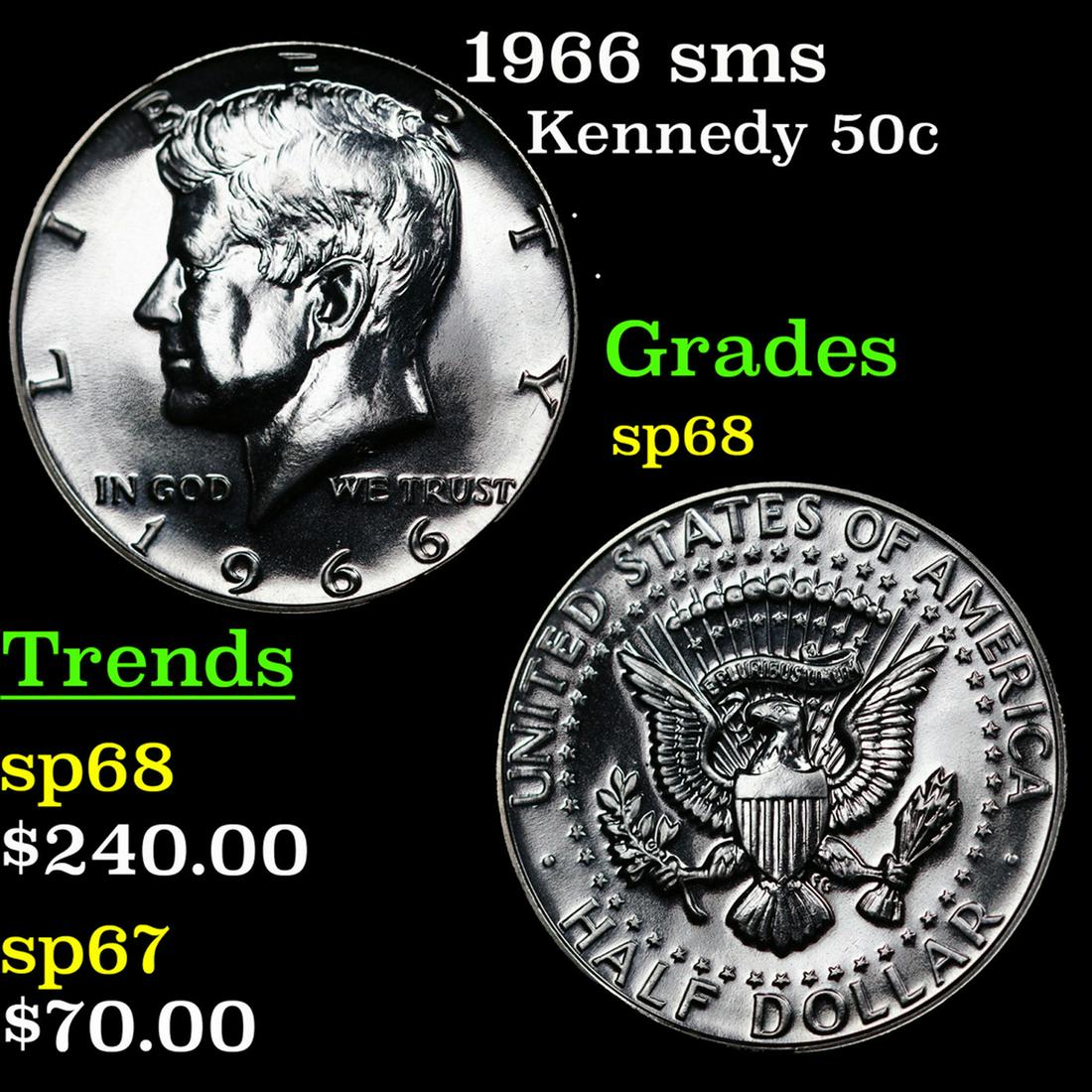 1966 sms Kennedy Half Dollar 50c Grades sp68 (1 of 3)
