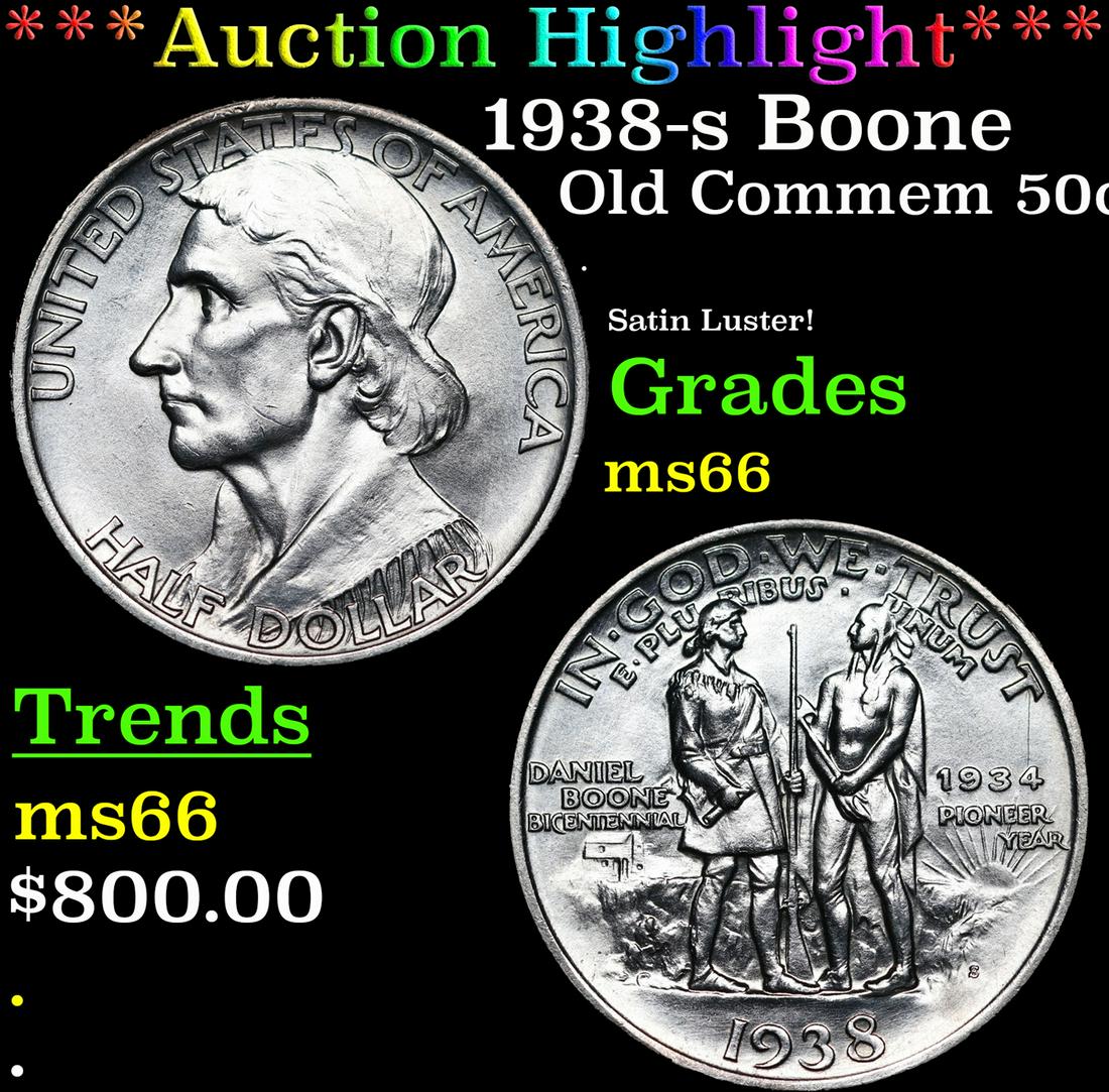 ***Auction Highlight*** 1938-s Boone Old Commem Half Dollar 50c Graded ms66 By SEGS (fc) (1 of 3)