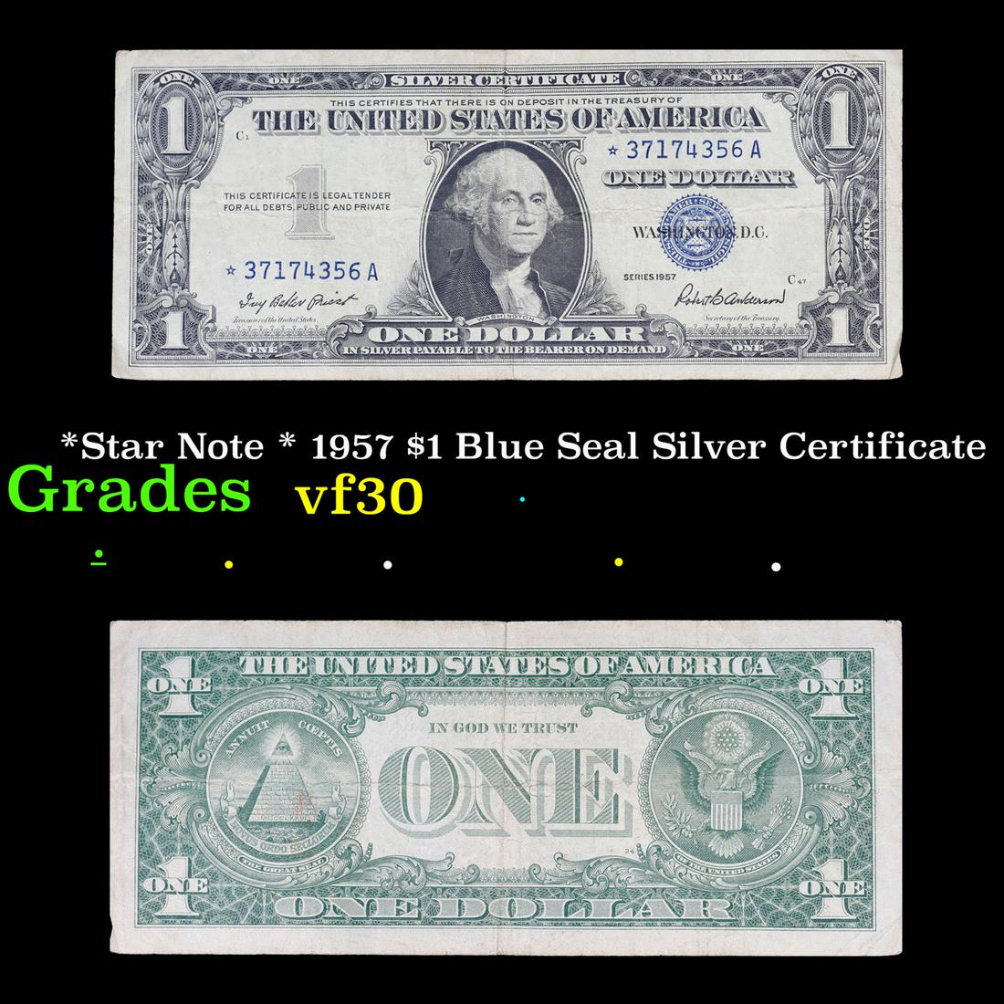 *Star Note * 1957 $1 Blue Seal Silver Certificate Grades vf++ (1 of 3)