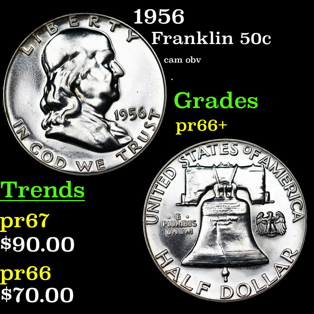 Proof 1956 Franklin Half Dollar 50c Grades GEM++ Proof (1 of 3)