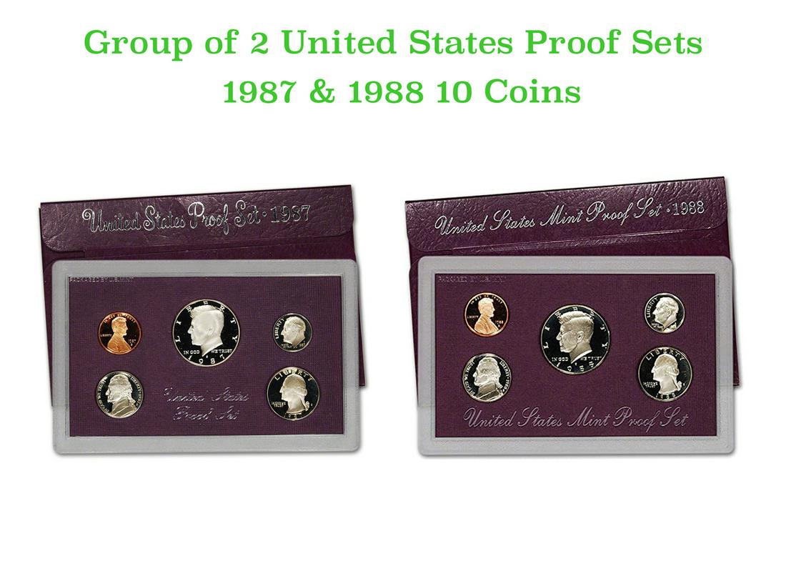Group of 2 United States Mint Proof Sets 1987-1988 10 coins (1 of 3)