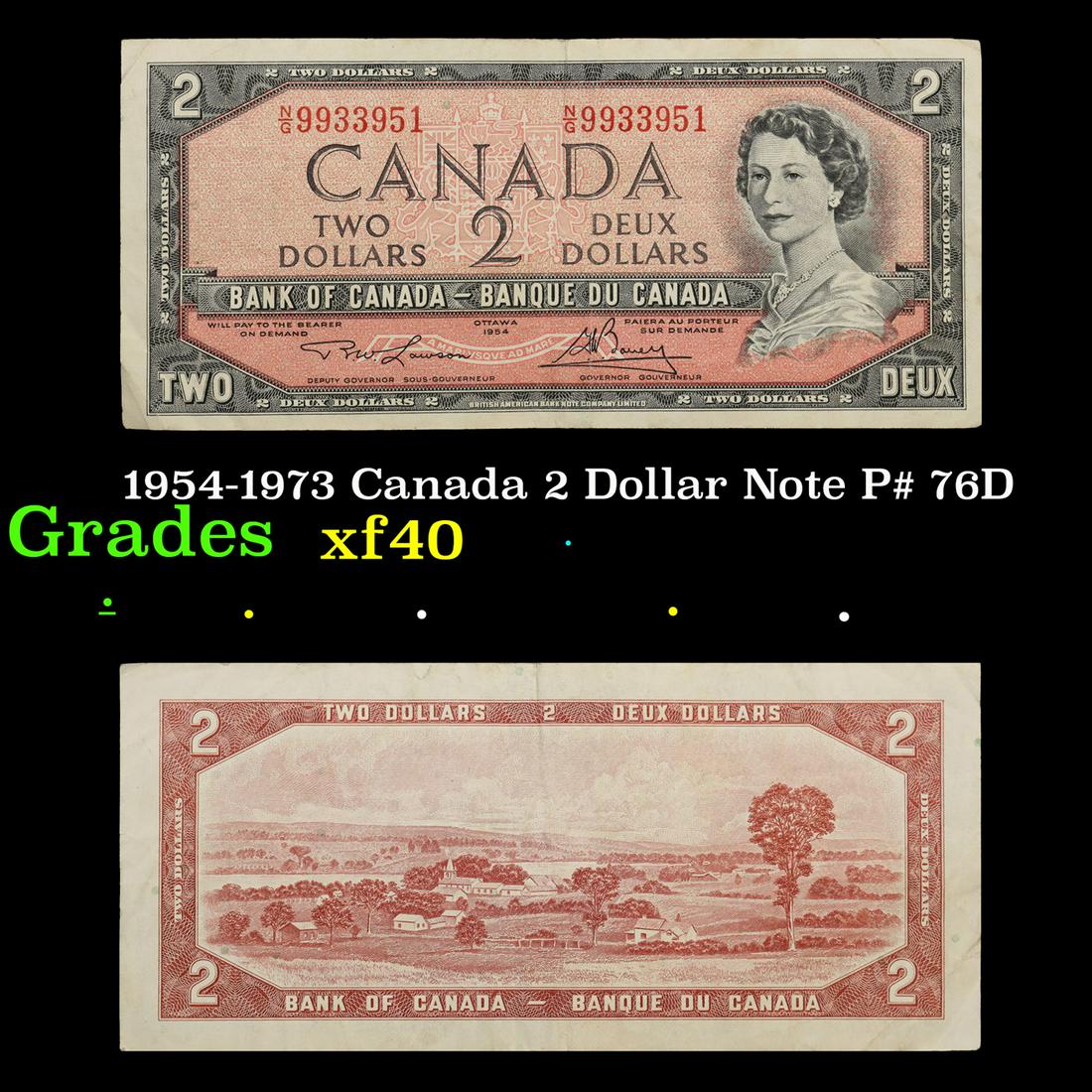 1954-1973 Canada 2 Dollar Note P# 76D Grades xf (1 of 3)