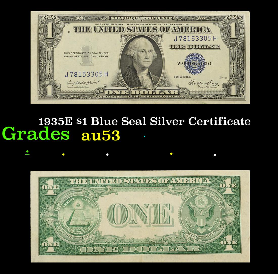 1935E $1 Blue Seal Silver Certificate Grades Select AU (1 of 3)