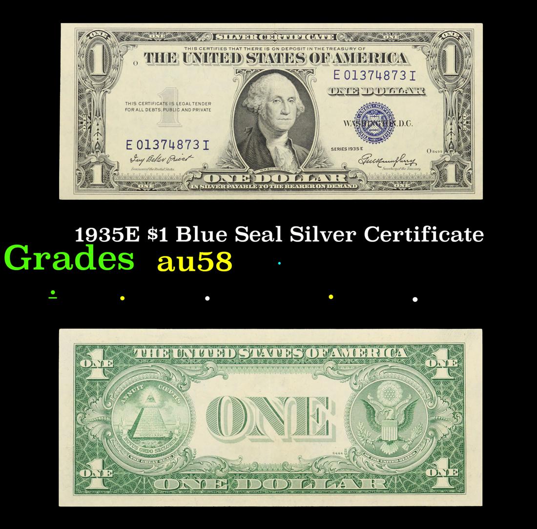 1935E $1 Blue Seal Silver Certificate Grades Choice AU/BU Slider (1 of 3)