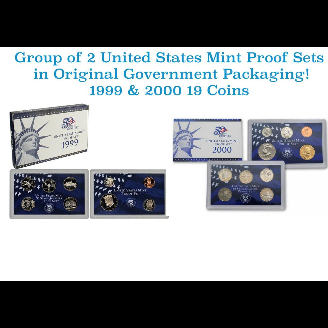 Group of 2 United States Mint Proof Sets 1999-2000 19 coins (1 of 3)