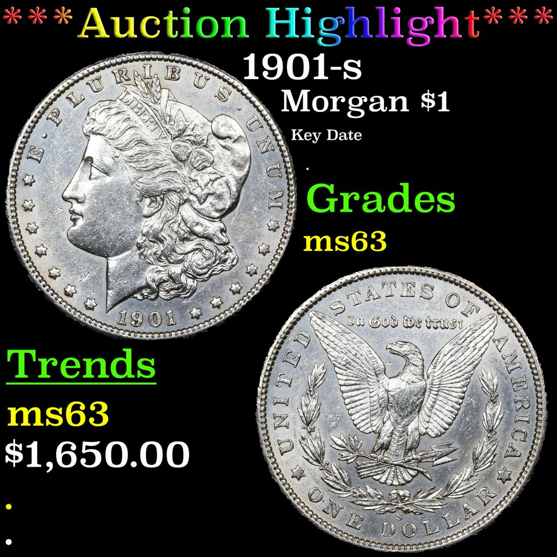 ***Auction Highlight*** 1901-s Morgan Dollar $1 Graded Select Unc BY USCG (fc) (1 of 3)