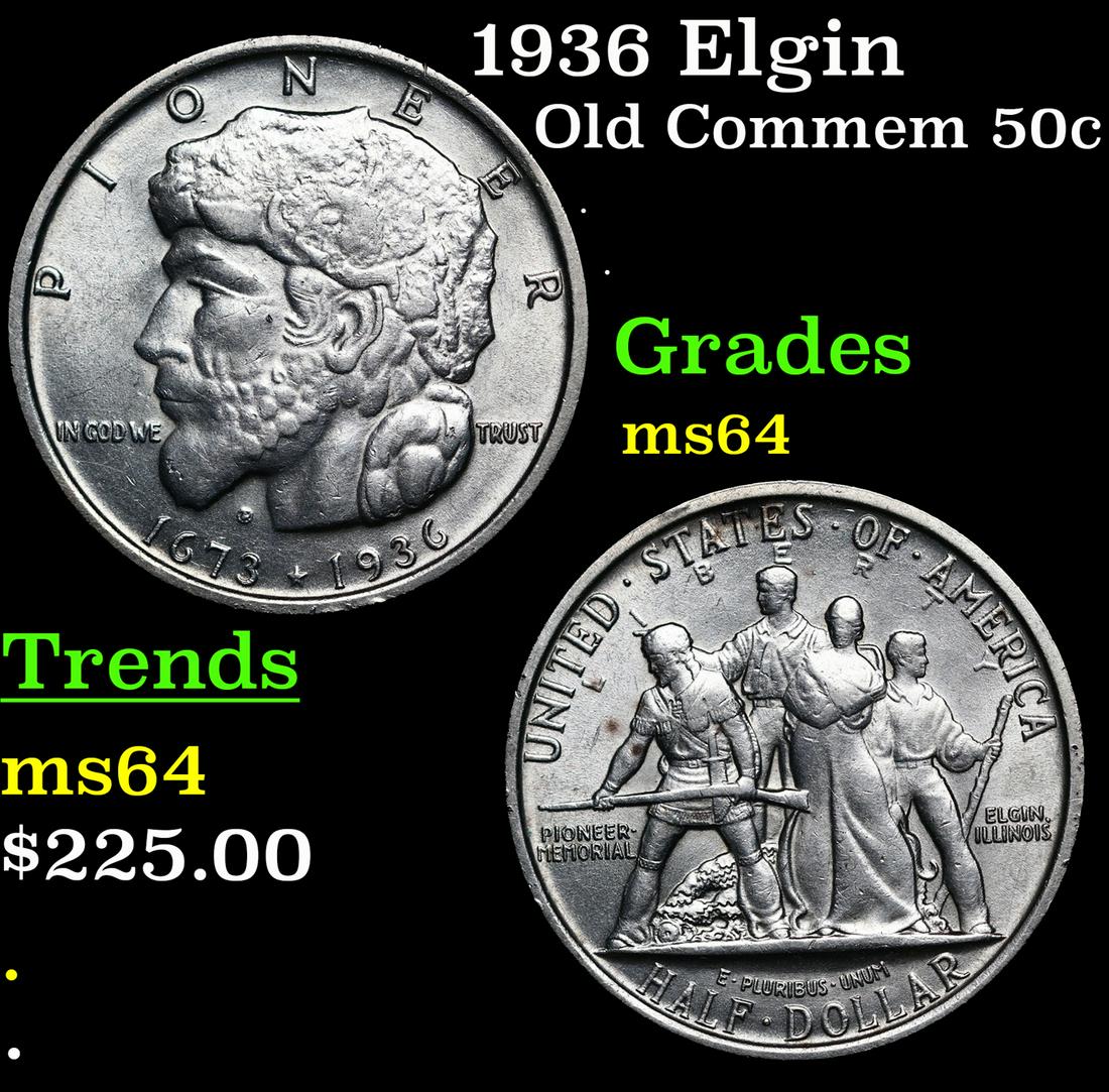 1936 Elgin Old Commem Half Dollar 50c Grades Choice Unc (1 of 3)