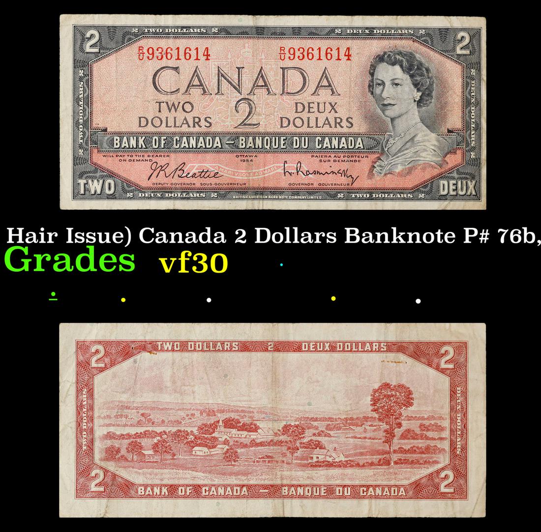 1961-1972 (1954 Modified Hair Issue) Canada 2 Dollars Banknote P# 76b, Sig. Beattie & Rasminsky (1 of 3)