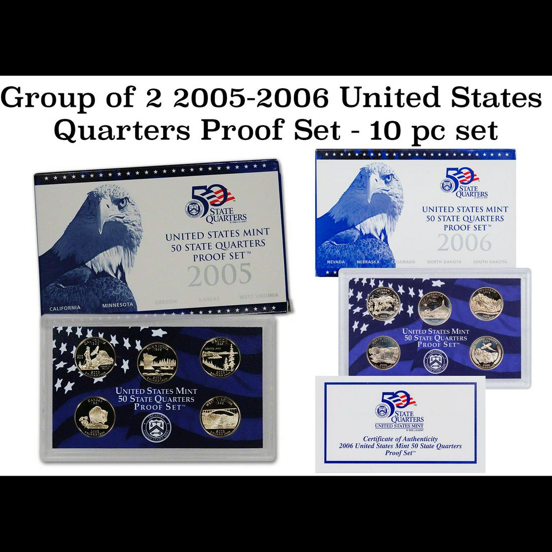 Group of 2 2005-2006 United States Quarters Proof Set - 10 pc set - Low Mintage (1 of 3)