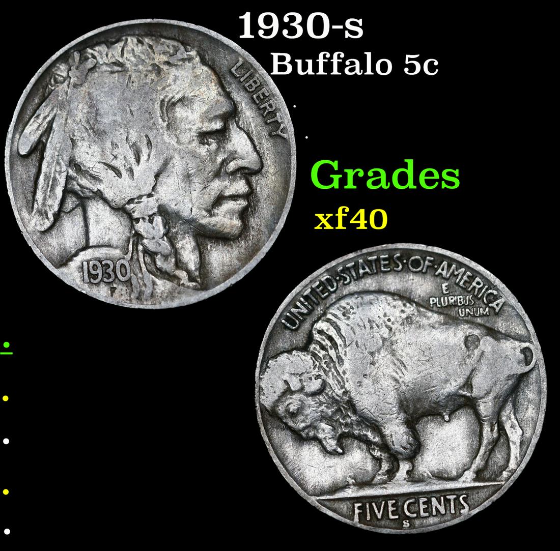 1930-s Buffalo Nickel 5c Grades xf (1 of 3)