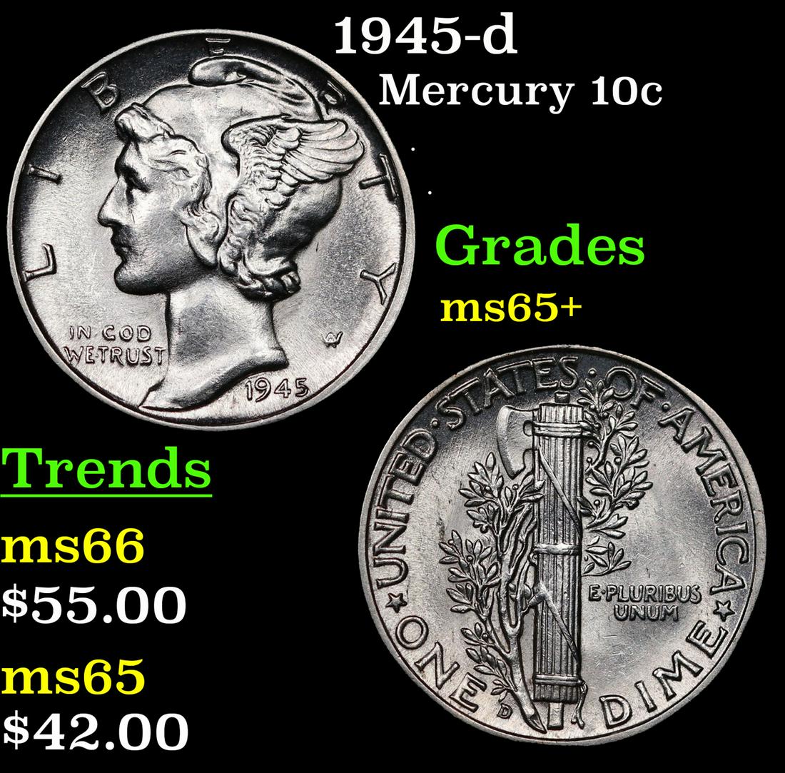 1945-d Mercury Dime 10c Grades GEM+ Unc (1 of 3)
