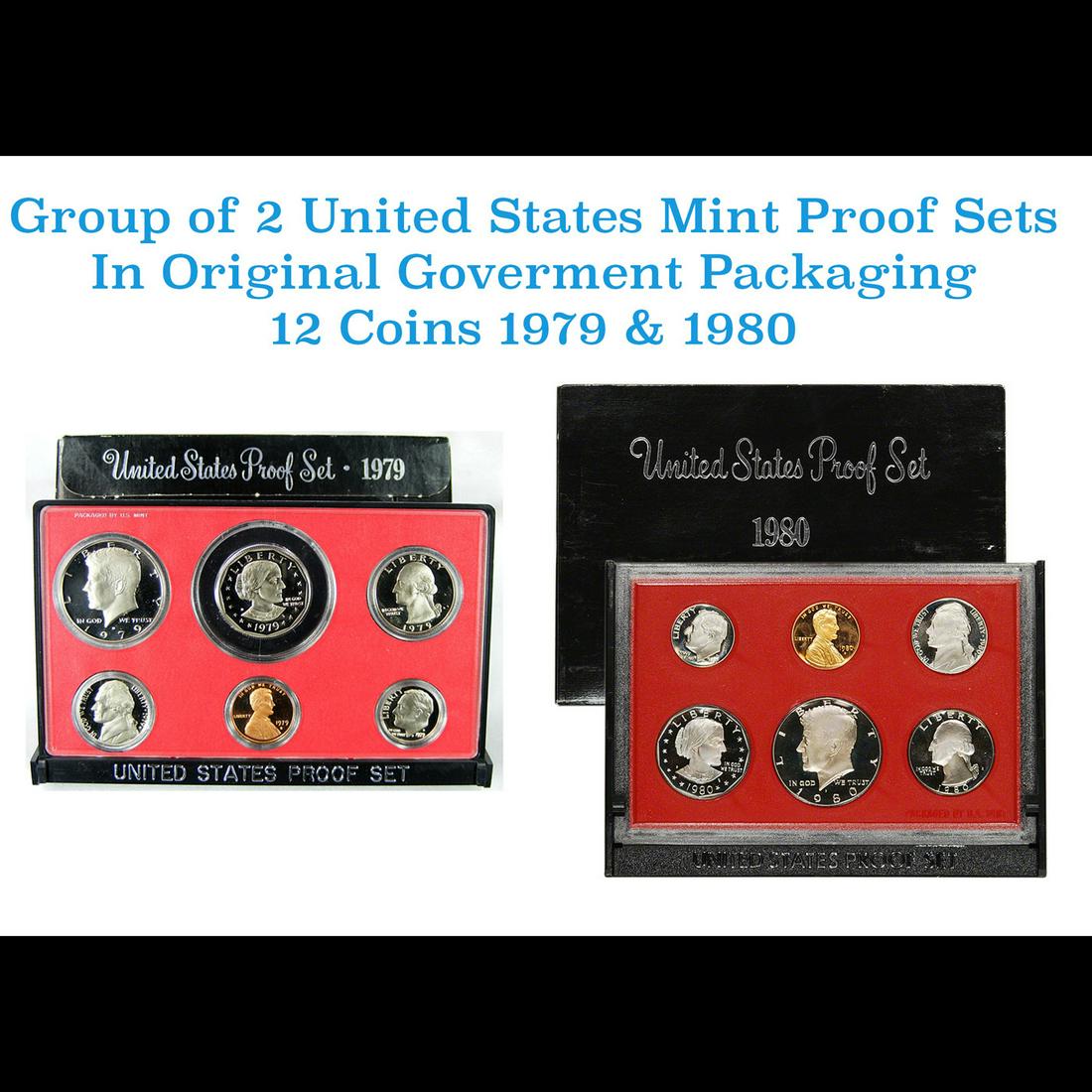 Group of 2 United States Mint Proof Sets 1979-1980 12 coins (1 of 3)
