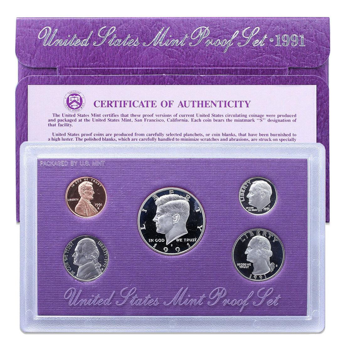 1991 United States Proof Set, 5 Coins Inside (1 of 1)