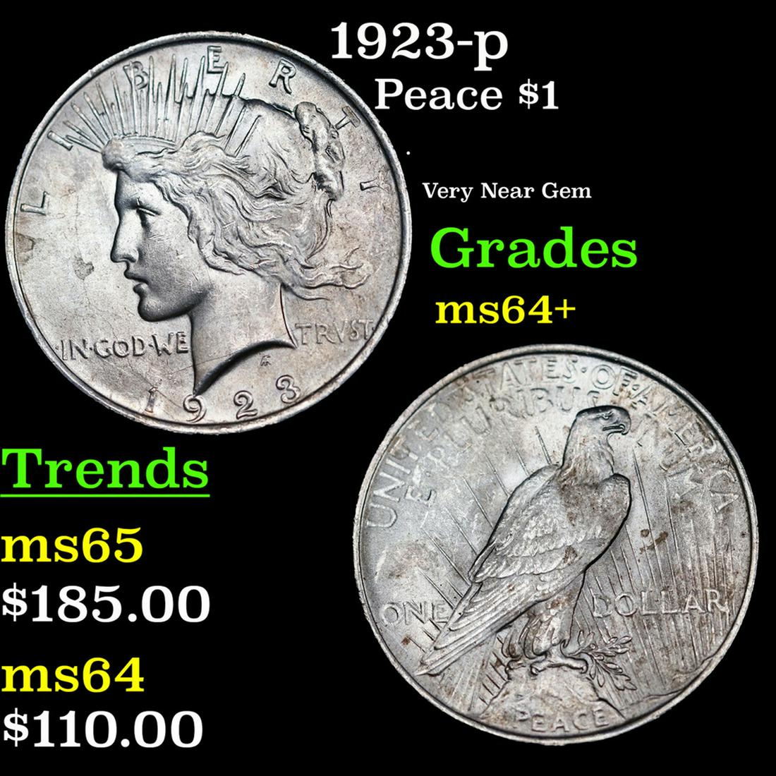 1923-p Peace Dollar $1 Grades Choice+ Unc (1 of 3)
