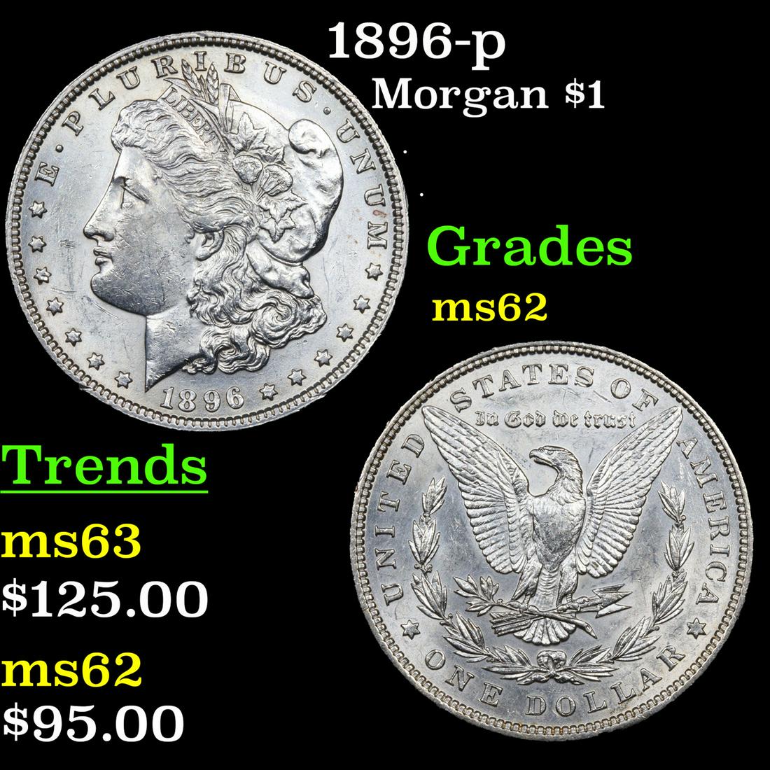 1896-p Morgan Dollar $1 Grades Select Unc (1 of 3)