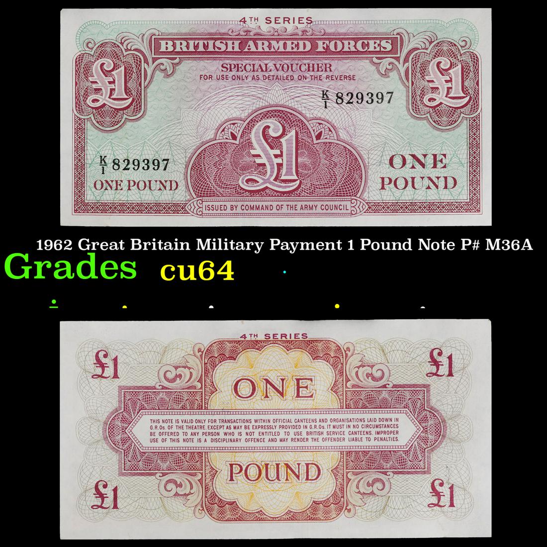 1962 Great Britain Military Payment 1 Pound Note P# M36A Grades Choice CU (1 of 3)
