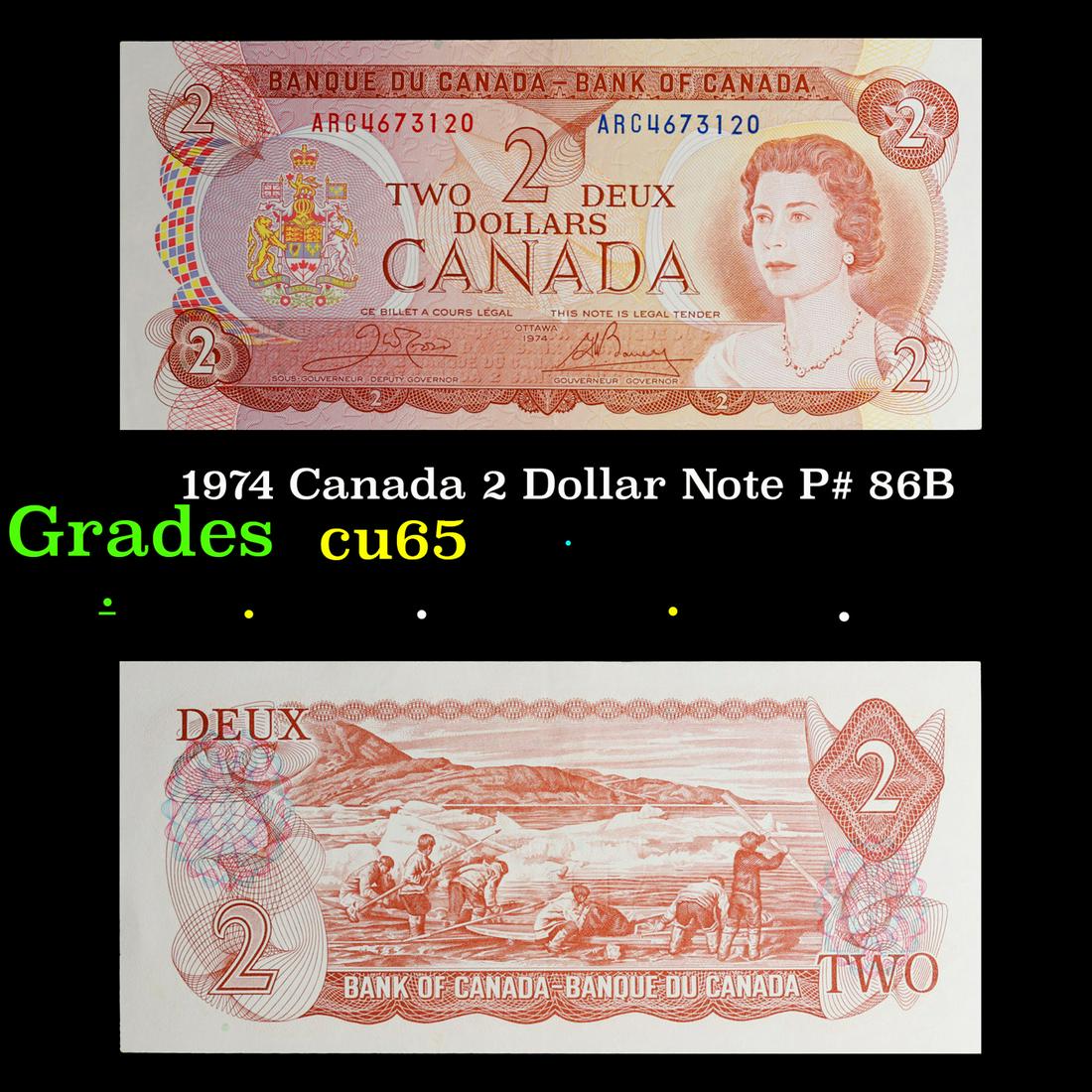 1974 Canada 2 Dollar Note P# 86B Grades Gem CU (1 of 3)