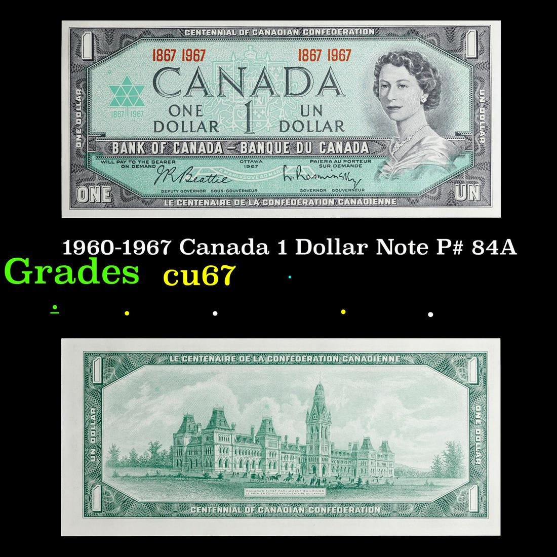 1960-1967 Canada 1 Dollar Note P# 84A Grades Gem++ CU (1 of 3)