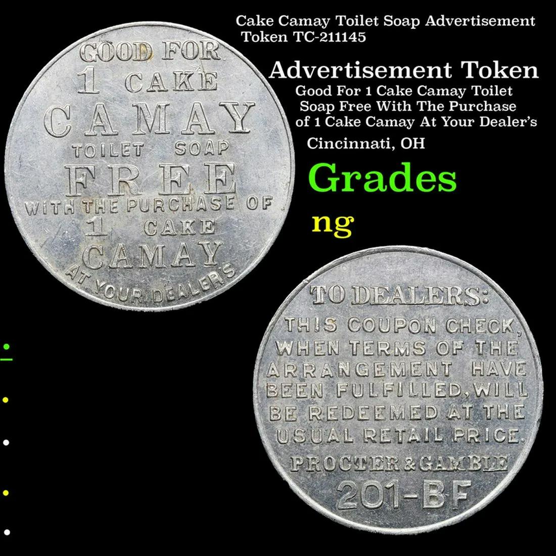 Cake Camay Toilet Soap Advertisement Token TC-211145 Grades (1 of 3)