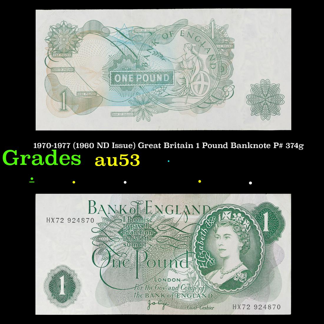 1970-1977 (1960 ND Issue) Great Britain 1 Pound Banknote P# 374g Grades Select AU (1 of 3)