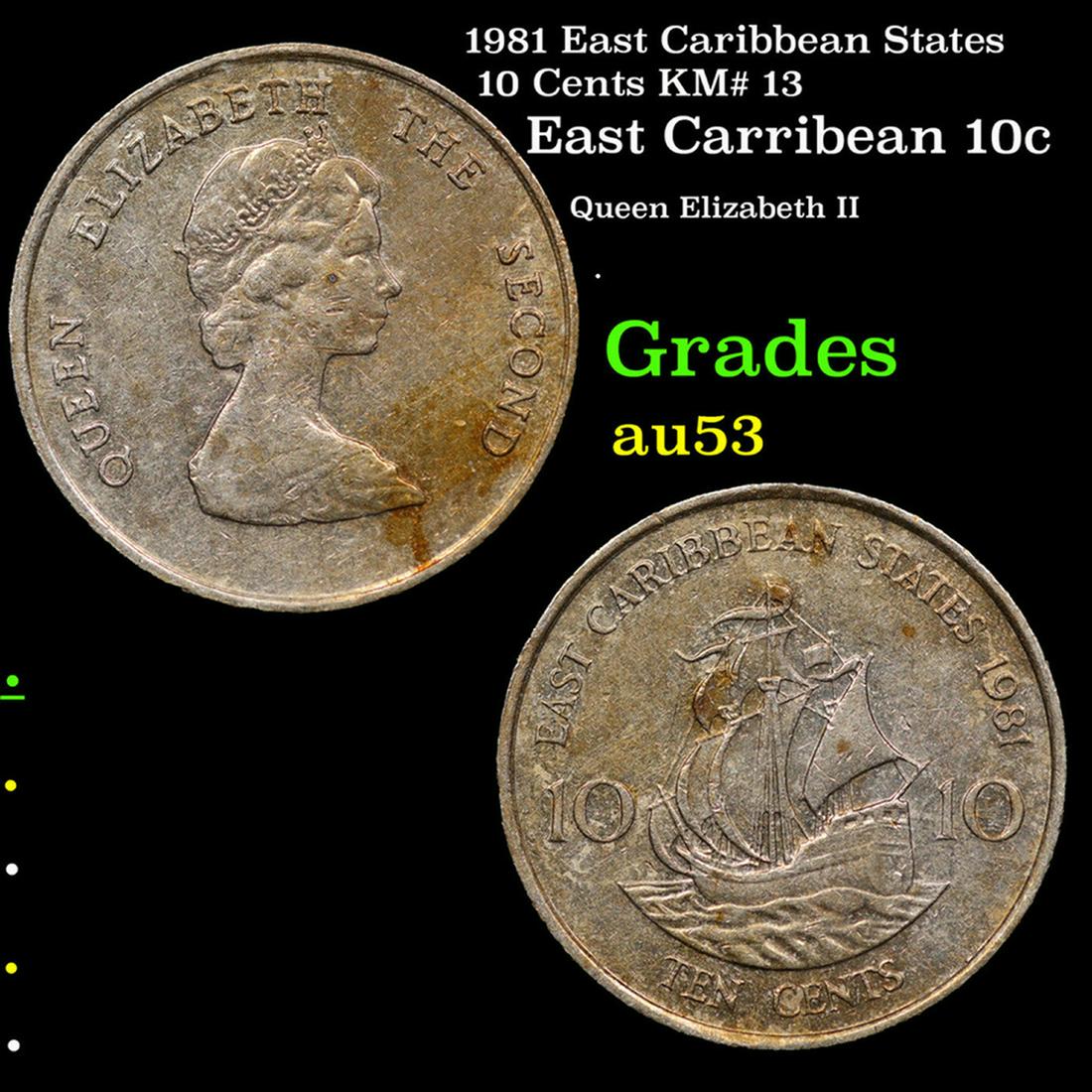 1981 East Caribbean States 10 Cents KM# 13 Grades Select AU (1 of 3)