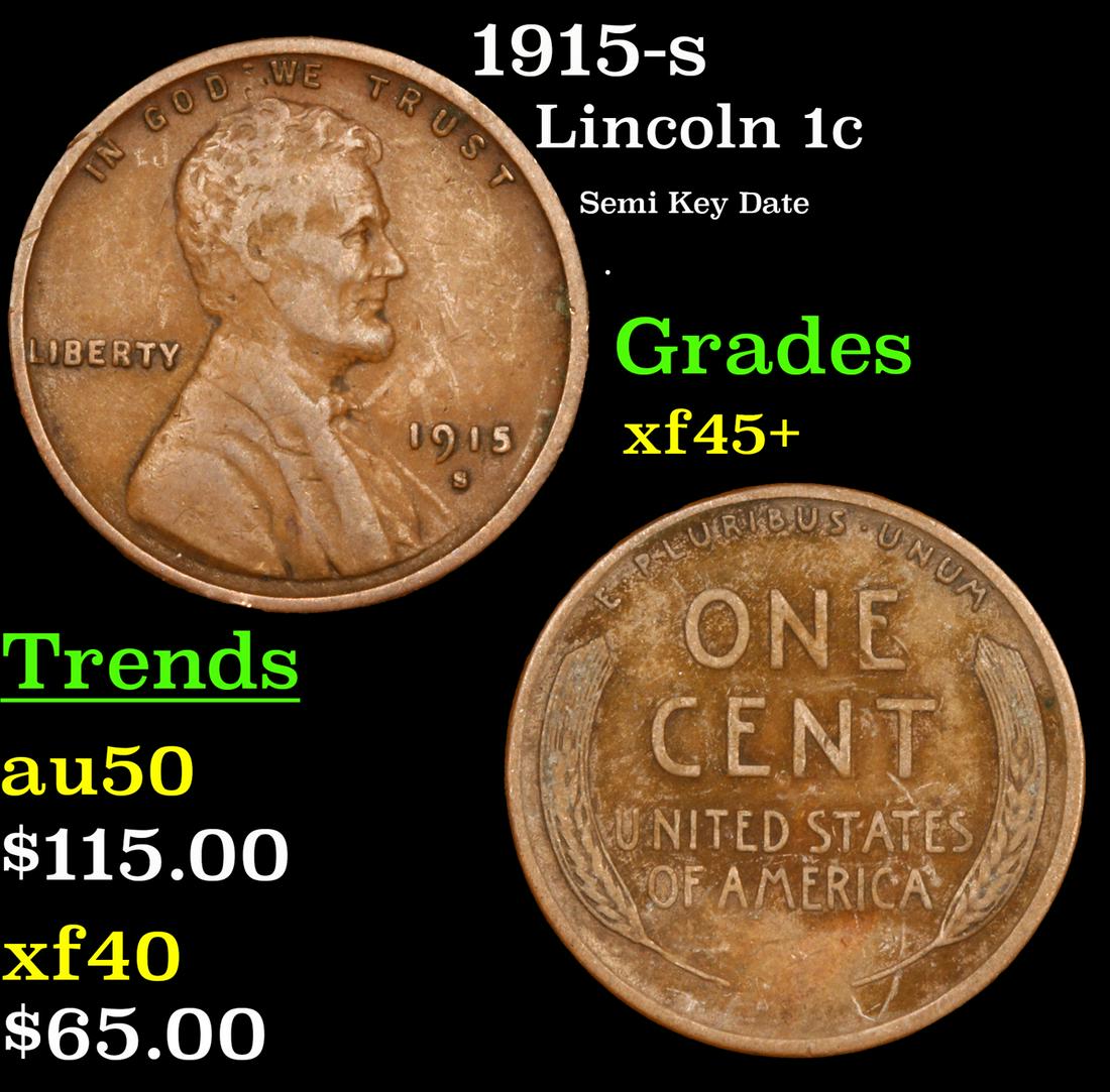 1915-s Lincoln Cent 1c Grades xf+++ (1 of 3)