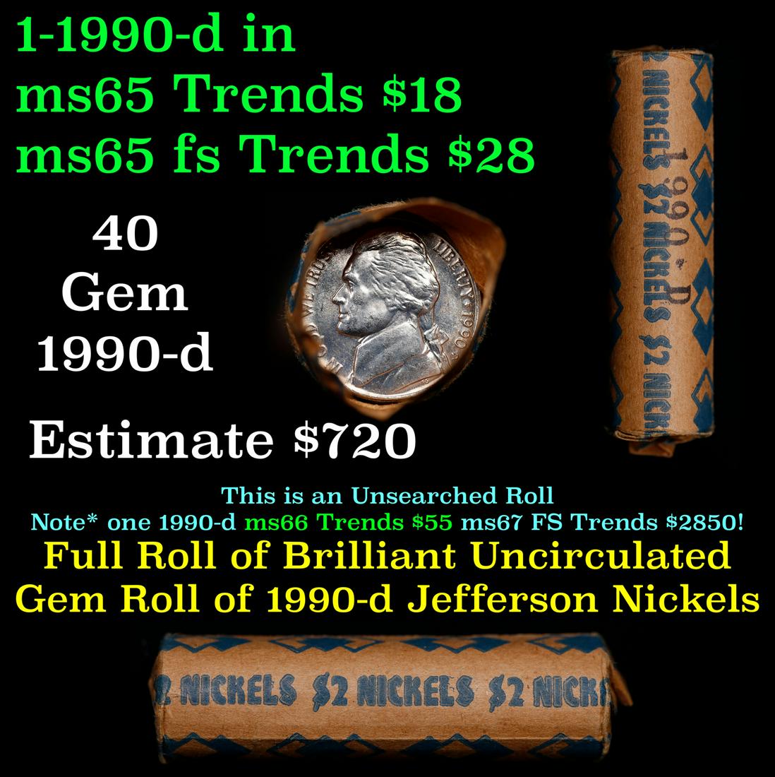 Shotgun Jefferson 5c roll, 1990-d 40 pcs Vintage Bank Wrapper (1 of 4)